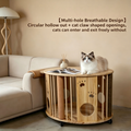Large Solid Wood Cat Coffee Table, Modern Cat Cave with Scratching Posts