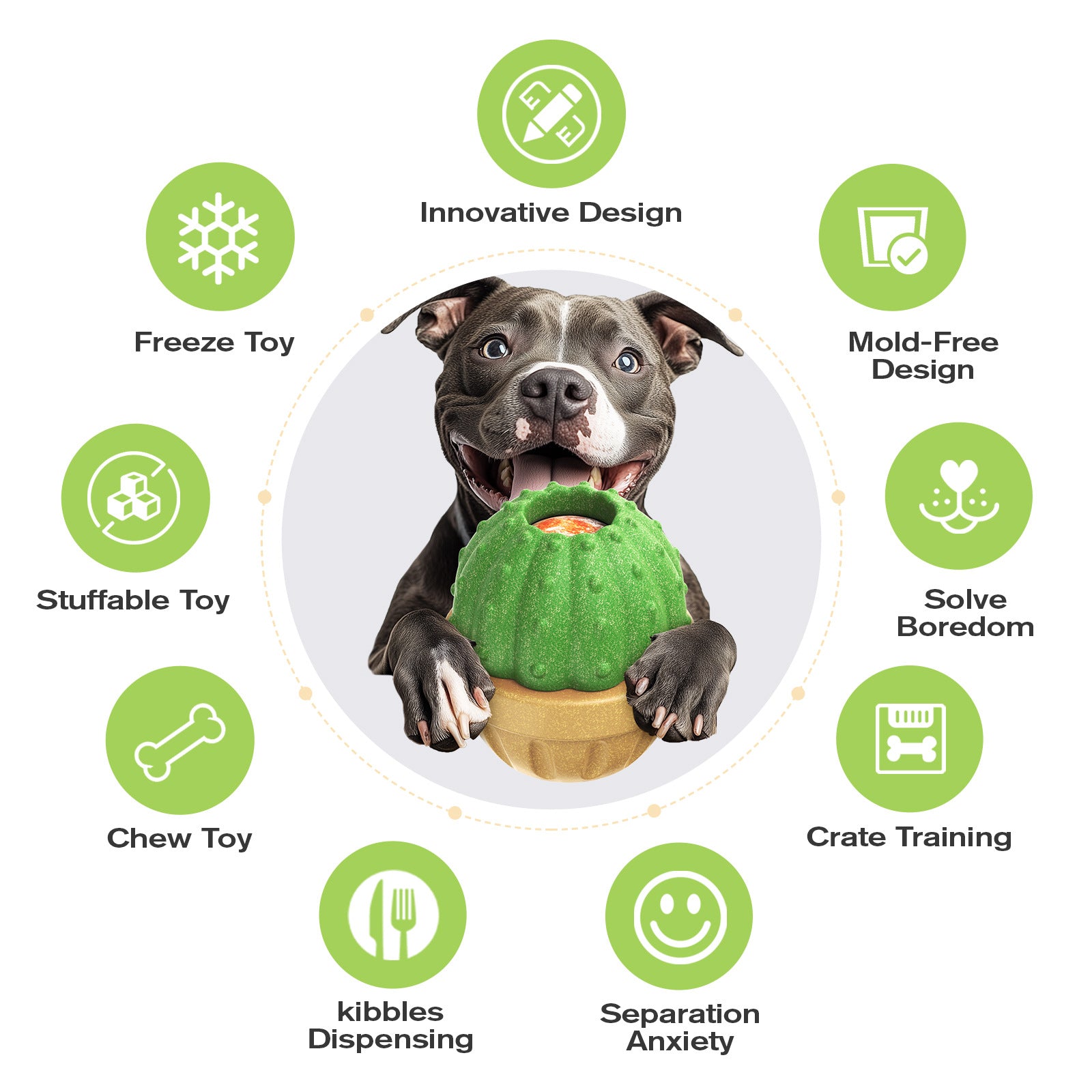 Cactus Dog Treat Dispenser Toy, Durable Rubber Slow Feeder Toy for Boredom Relief