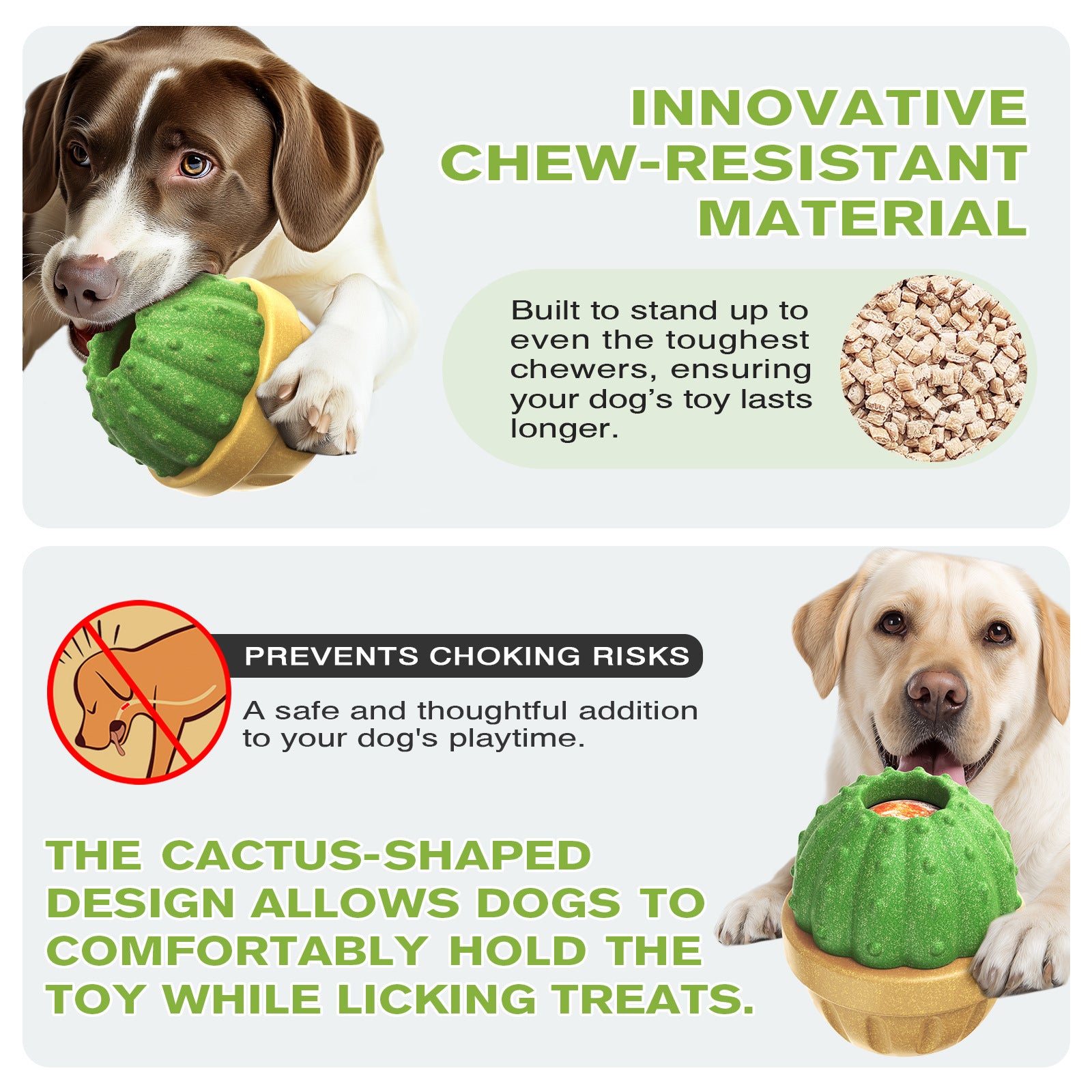 Cactus Dog Treat Dispenser Toy, Durable Rubber Slow Feeder Toy for Boredom Relief