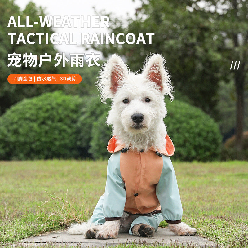 Reflective Waterproof Dog Raincoat with Harness Hole, Lightweight All-Weather Pet Jacket for Small Medium Dogs