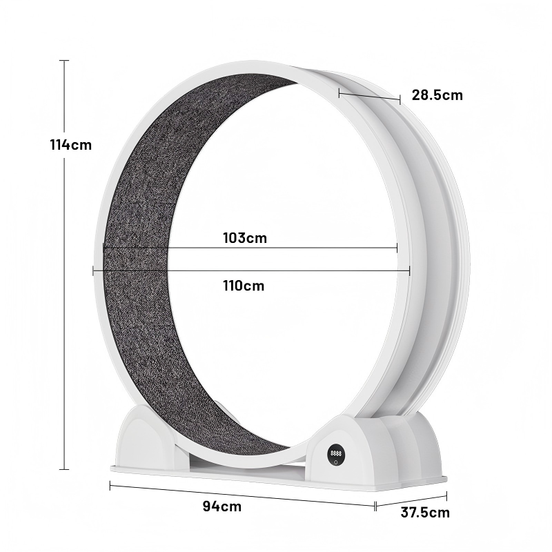 110cm Ultra-Silent Smart Display Cat Treadmill, Large Diameter ABS Exercise Wheel for Indoor Cats