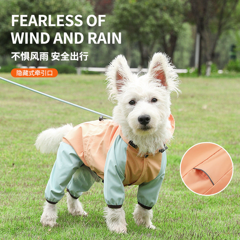 Reflective Waterproof Dog Raincoat with Harness Hole, Lightweight All-Weather Pet Jacket for Small Medium Dogs