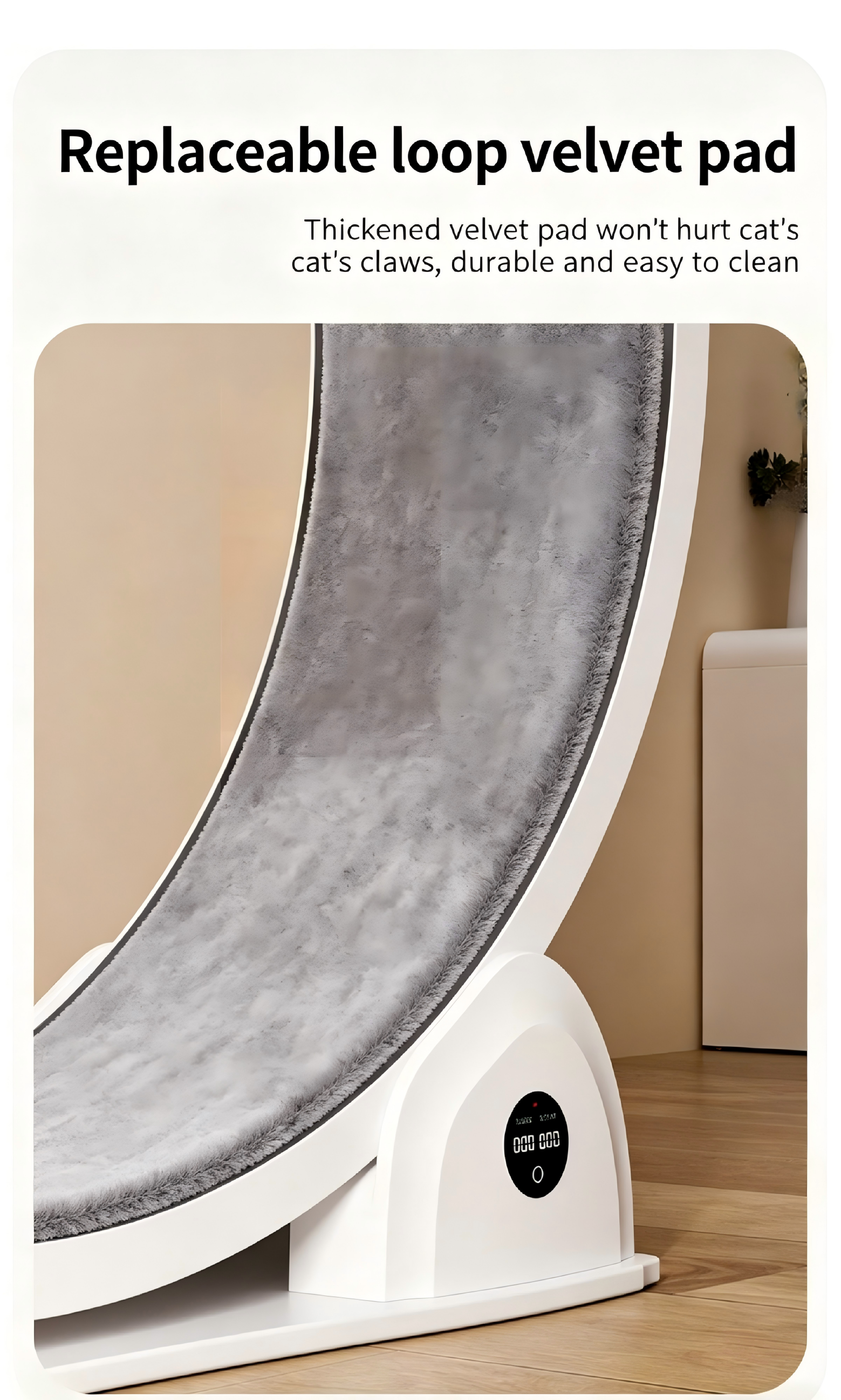 110cm Ultra-Silent Smart Display Cat Treadmill, Large Diameter ABS Exercise Wheel for Indoor Cats